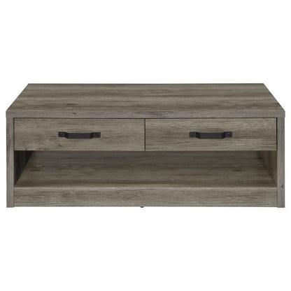 Felix - 2-Drawer Engineered Wood Coffee Table - Gray Driftwood Coaster Fine Furniture