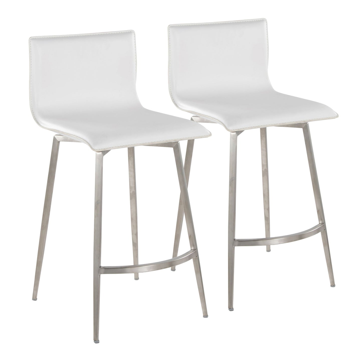 Mara - Upholstered Contemporary Fixed Height Counter Stool With Swivel (Set of 2) - White Lumi Source