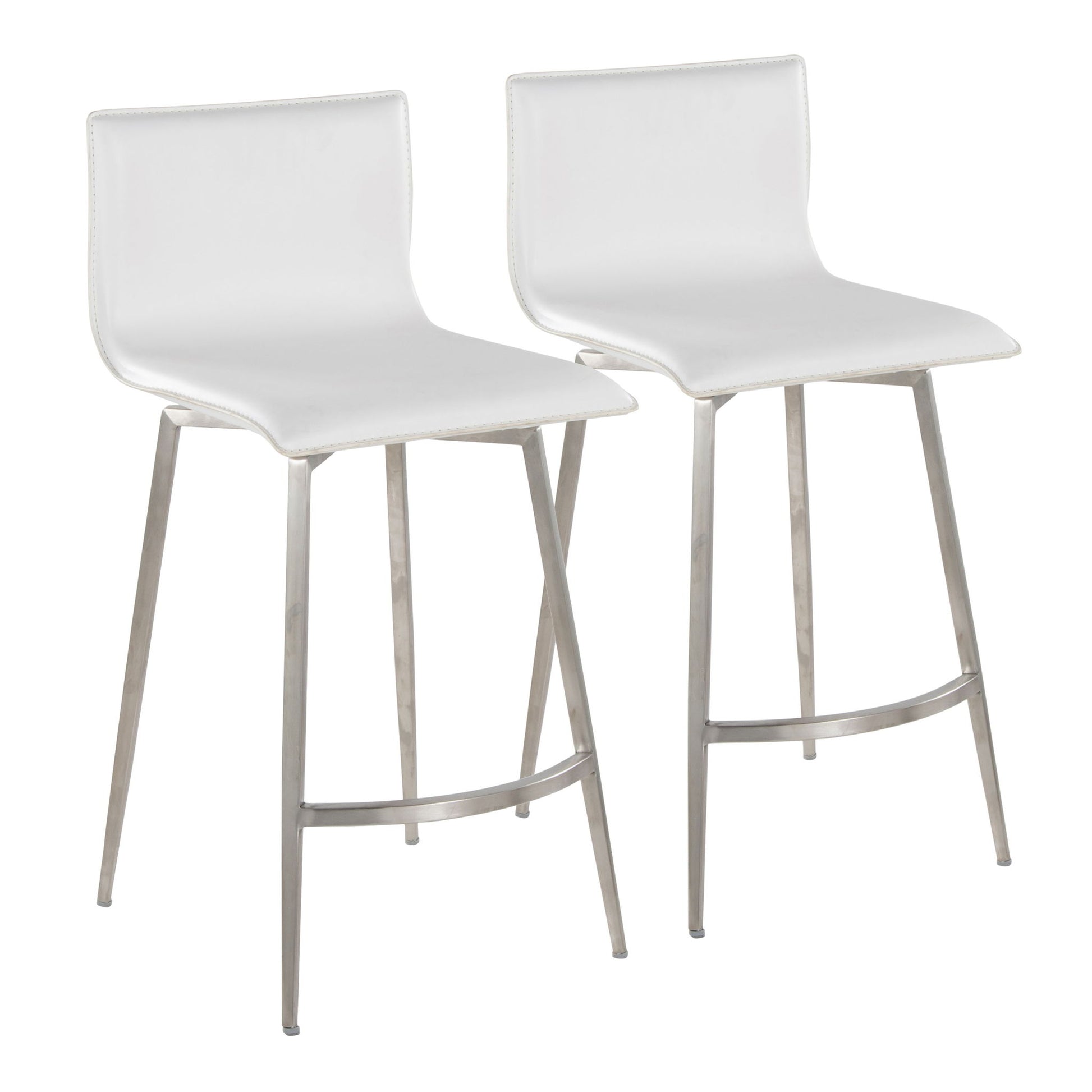 Mara - Upholstered Contemporary Fixed Height Counter Stool With Swivel (Set of 2) - White Lumi Source
