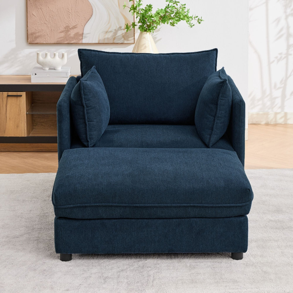 Oversized Deep Seat Accent Chair With Matching Storage Ottoman & Throw Pillows Hearth and Haven