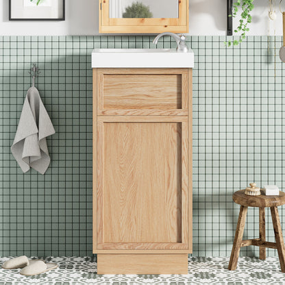 15.75" Bathroom Vanity With Reversible Resin Sink And Cabinet - Wood Hearth and Haven