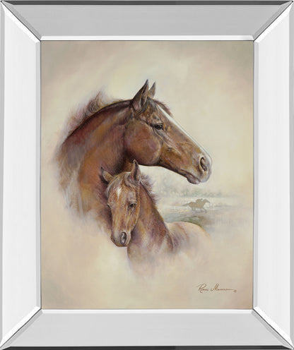 Race Horse Il By Ruane Manning - Mirror Framed Print Wall Art - Dark Brown