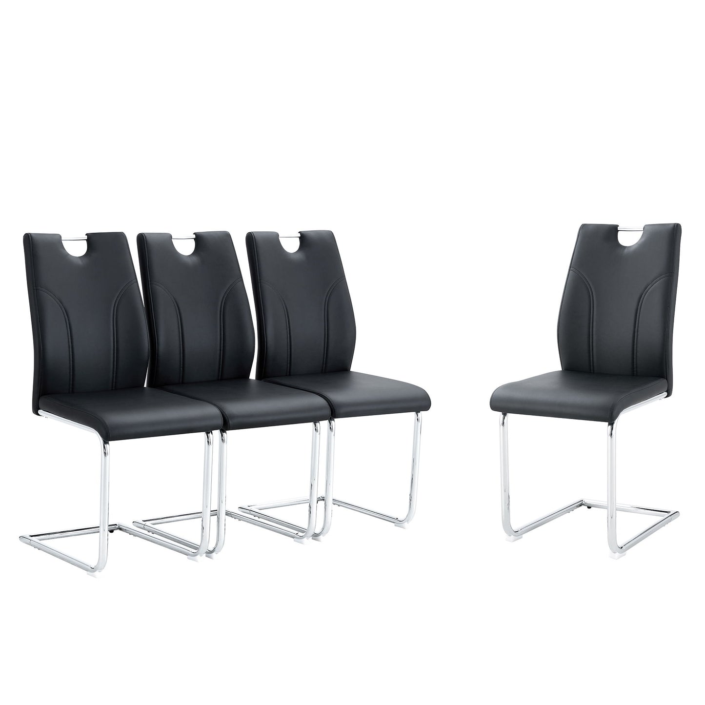 Light Luxury Bow Shaped Chairs With Electroplated Metal Legs, Sun And Stain Resistant, Dining Room And Living Room Set - Black Home Essentials
