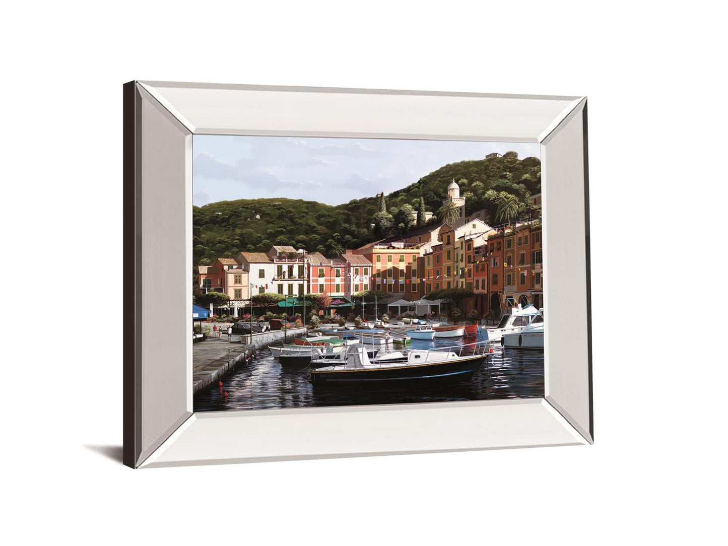 Sunshine Over Portofino By Saunders B. Mirrored Frame - Green Classy Art