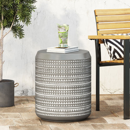 Outdoor Side Table With Cylindrical Shape - White Noble House