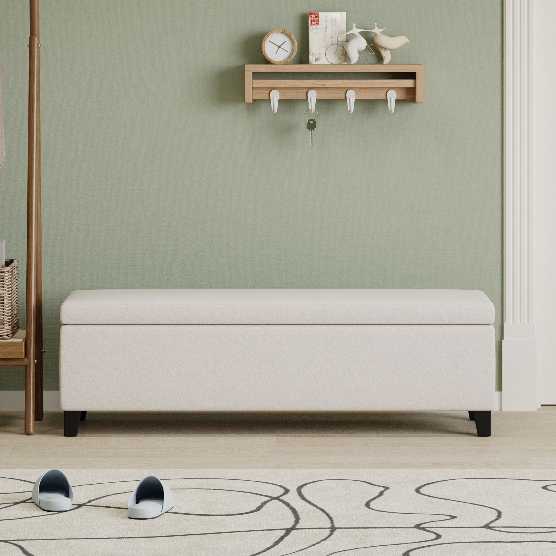 Storage Ottoman For Living Room, Bedroom - White Noble House