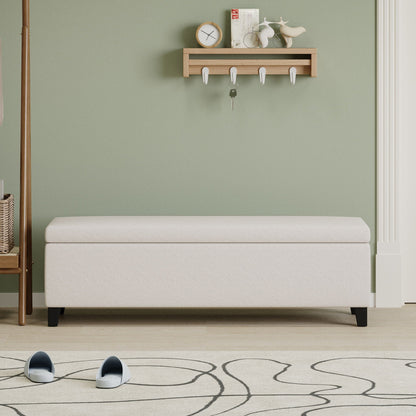 Storage Ottoman For Living Room, Bedroom - White Noble House