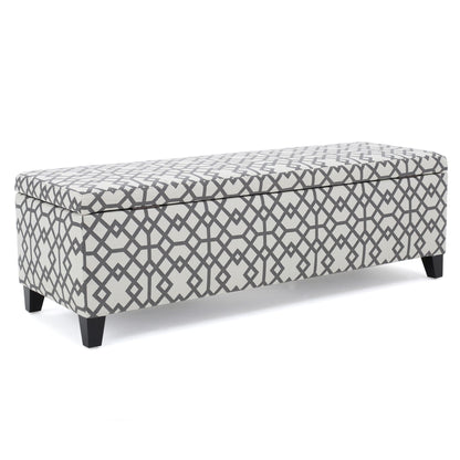 Quotient - Upholstered Storage Ottoman With Tapered Block Feet - Gray / White Noble House