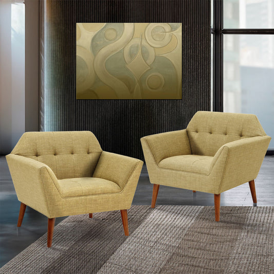 Newport - Wide Mid-Century Modern Lounge Chair (Set of 2) - Pale Green INK+IVY