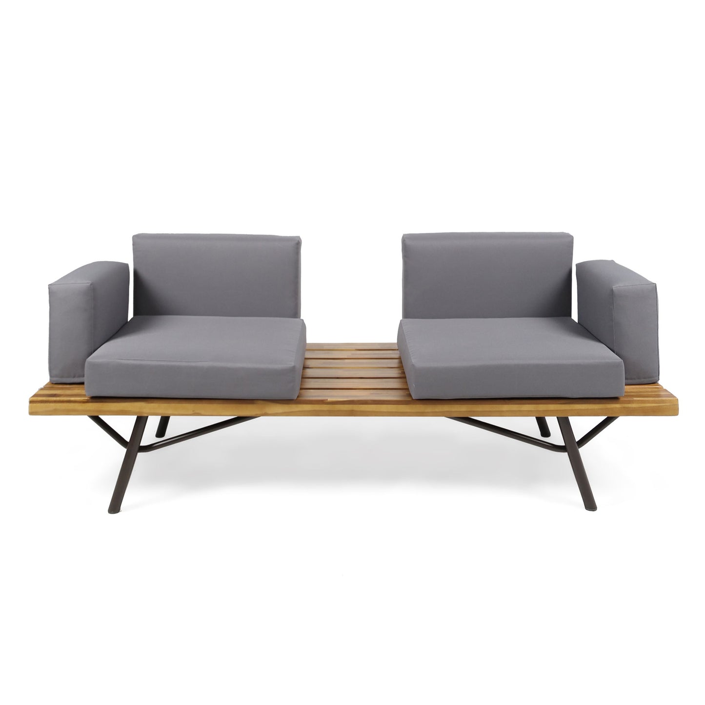 Outdoor Sofa With Cushions And Iron Legs - Dark Gray Noble House