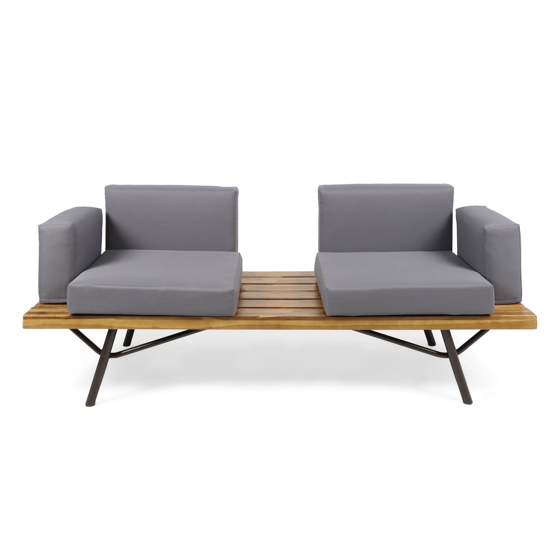 Outdoor Sofa With Cushions And Iron Legs - Dark Gray Noble House