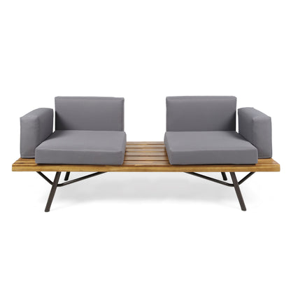 Outdoor Sofa With Cushions And Iron Legs - Dark Gray Noble House