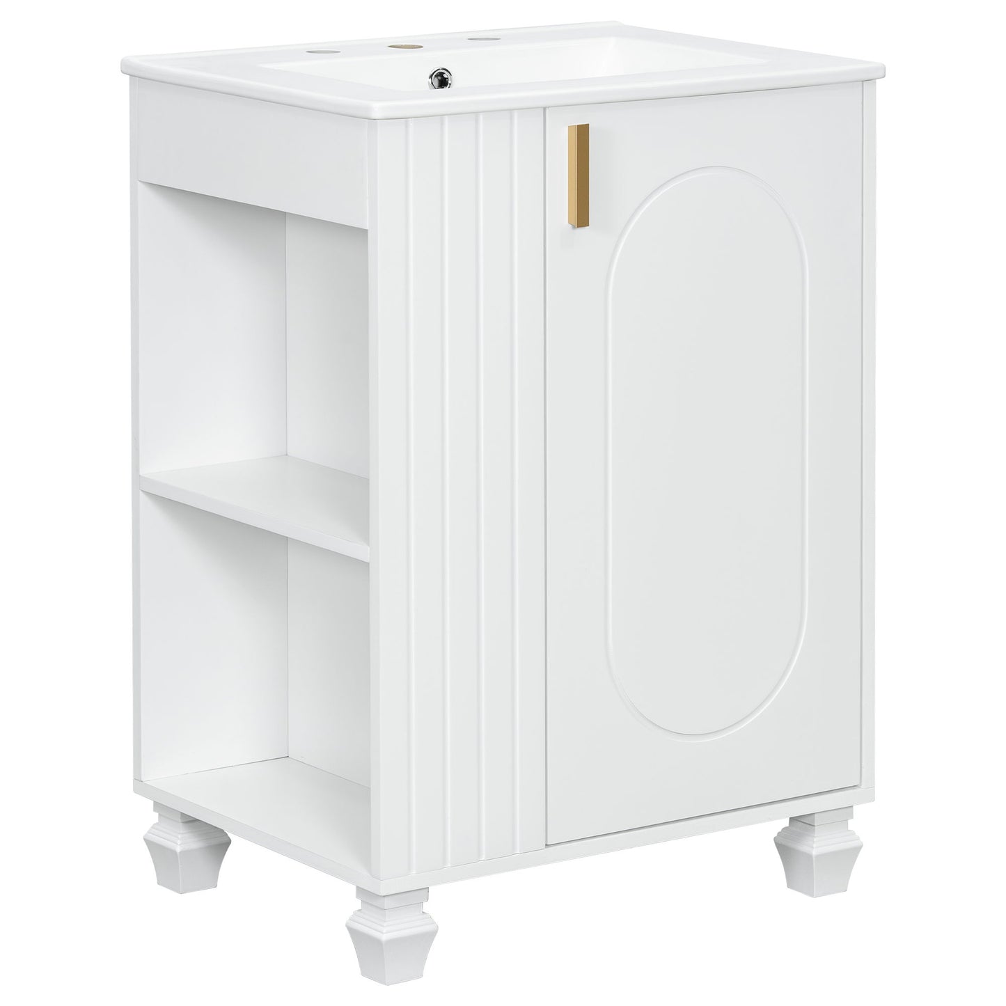Classic Retro Bathroom Vanity With Sink, Door Shelf, Side Open Storage Frame Noble House