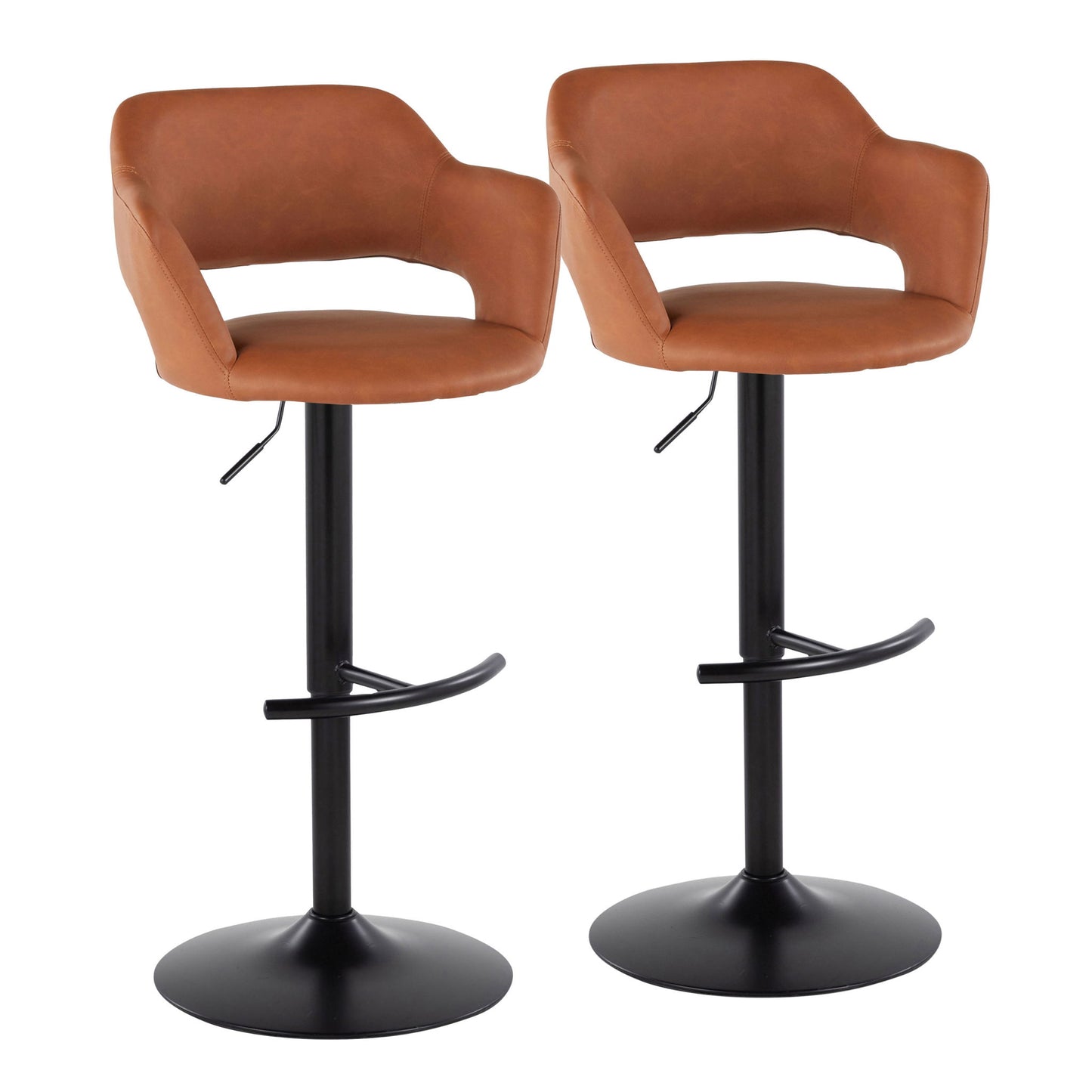 Margarite - Contemporary Adjustable Barstool With Swivel With Rounded T Footrest (Set of 2) Lumi Source