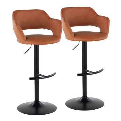 Margarite - Contemporary Adjustable Barstool With Swivel With Rounded T Footrest (Set of 2) Lumi Source