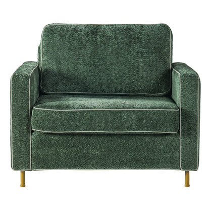 Accent Chair Upholstered Single Sofa With Square Arms, Sewn Pillow Back For Living Room Noble House