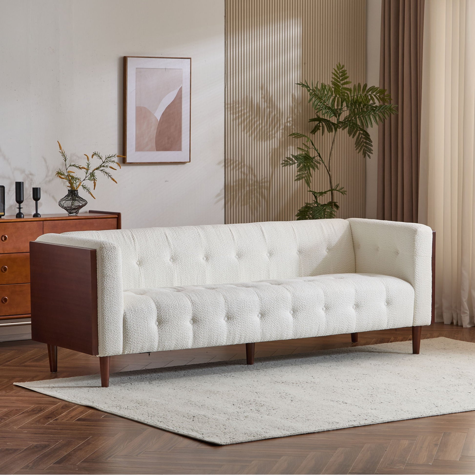 Contemporary 3 Seater Sofa With Tufted Design Noble House