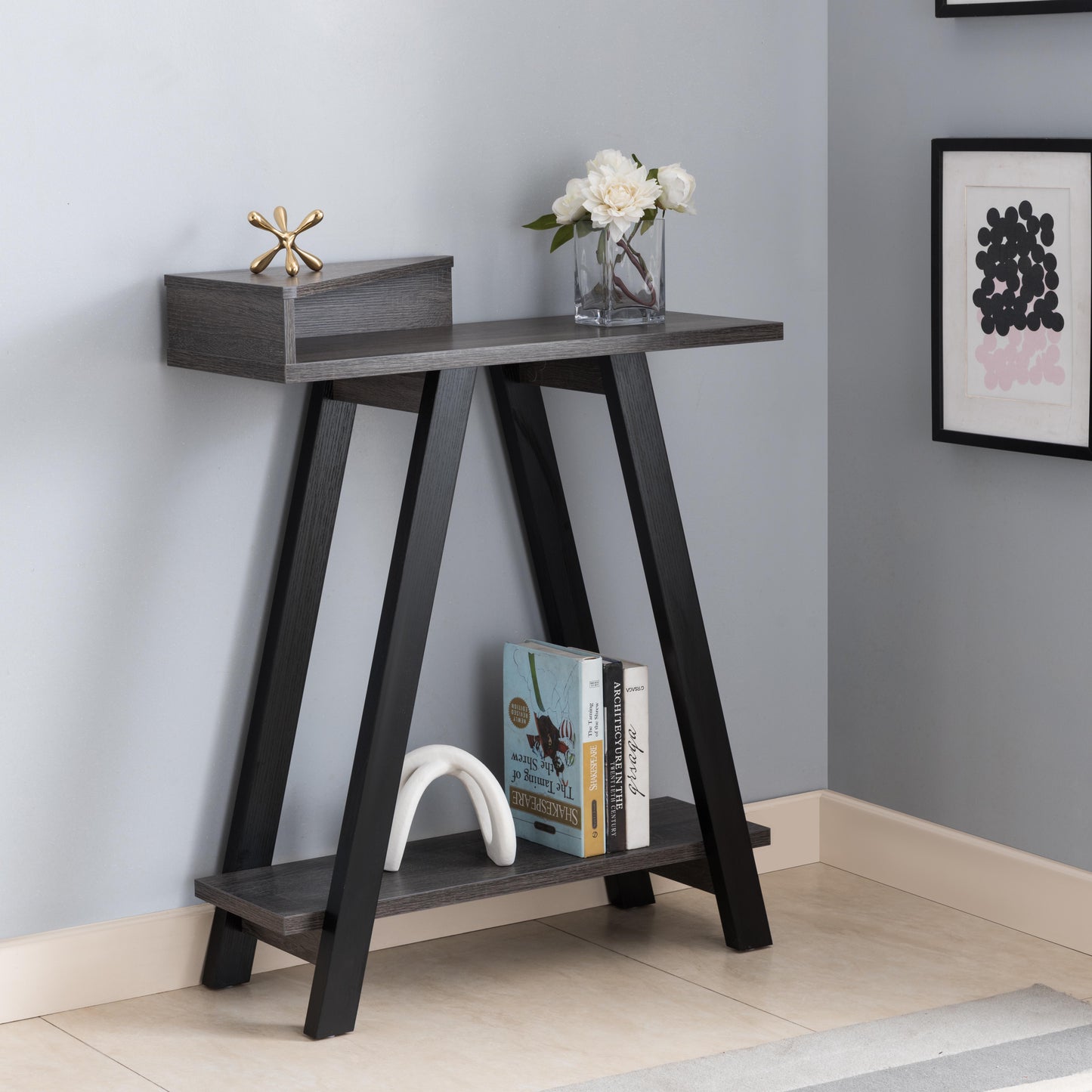 Contemporary Console Table With Two Shelves