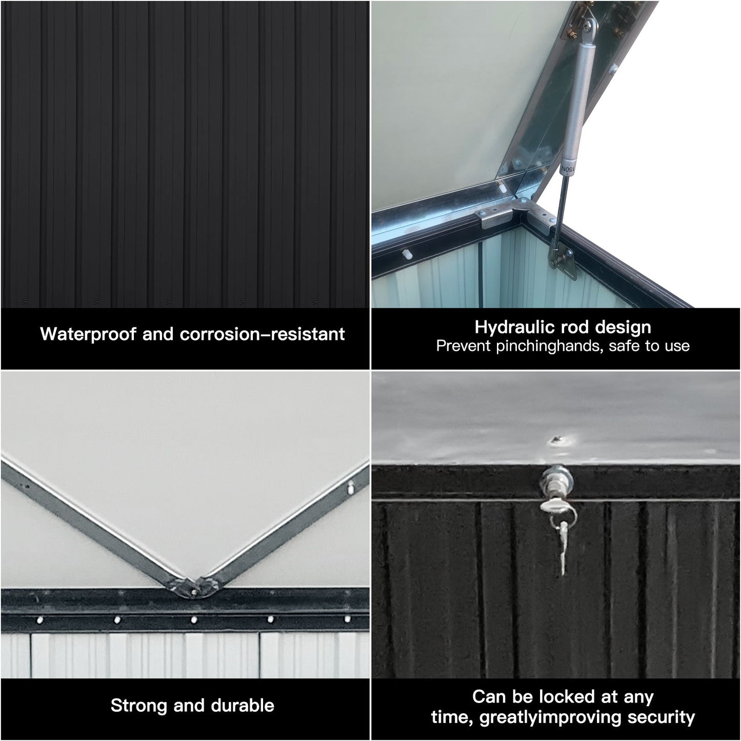 Out Door Metal Storage Box Store Medium - Black Home Essentials