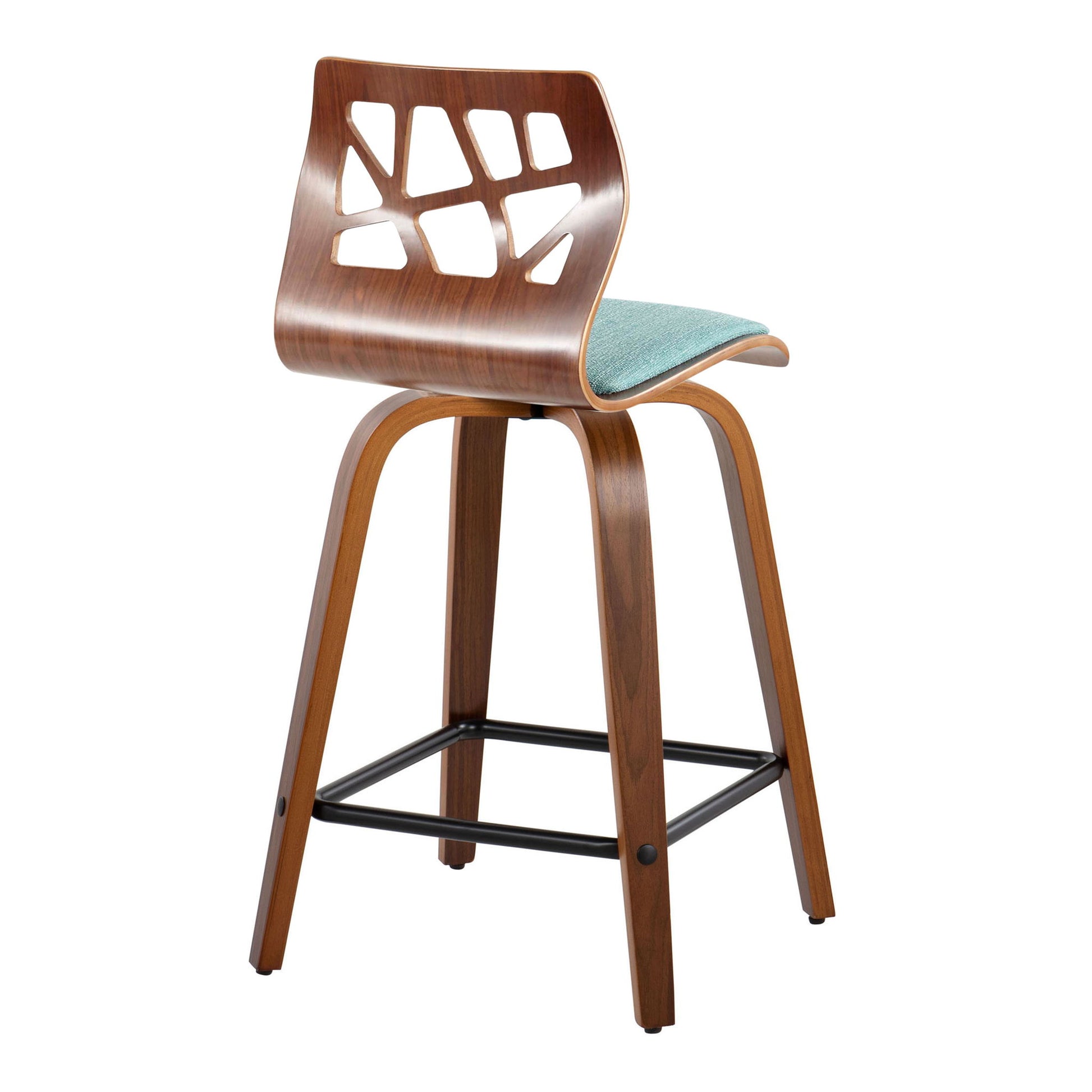 Folia - Mid Century Modern Fixed Height Counter Stool With Swivel With Square Footrest (Set of 2) Lumi Source