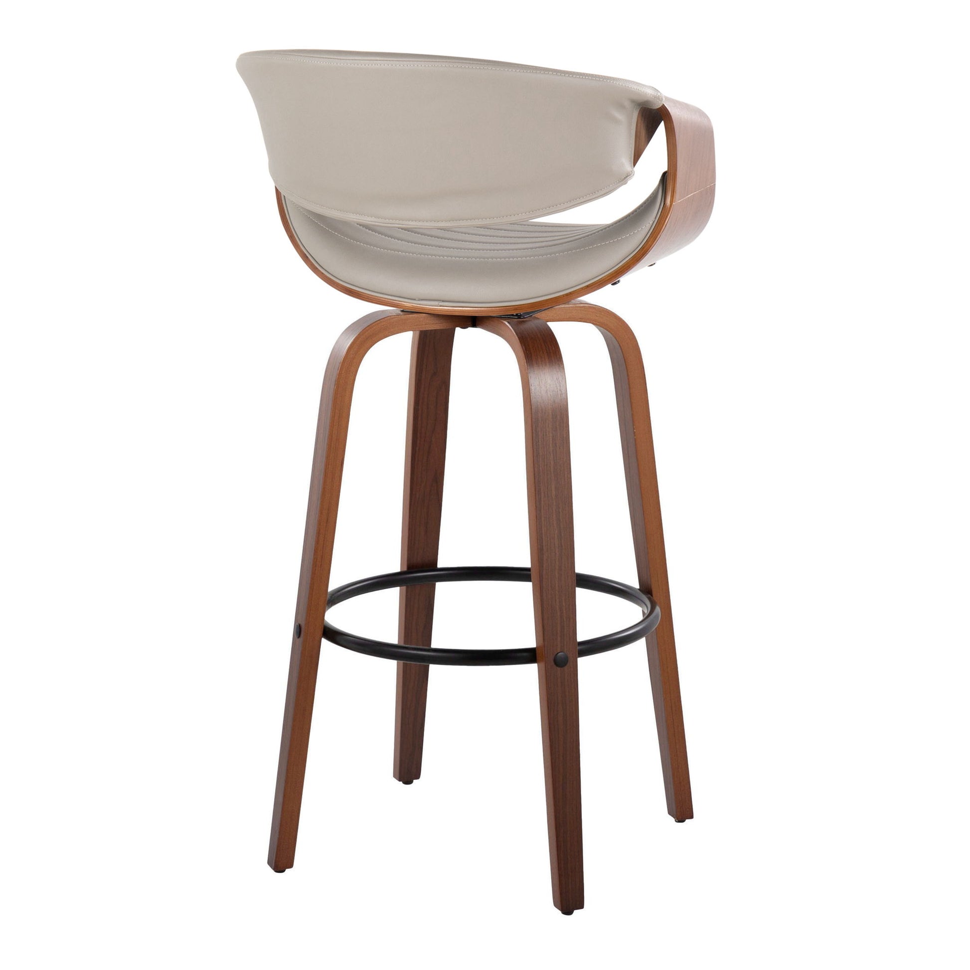 Symphony - Mid Century Modern Fixed Height Barstool With Swivel With Round Footrest (Set of 2) Lumi Source