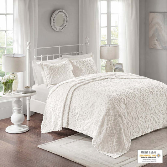 Sabrina - 3 Piece Tufted Bedspread Set - Off White