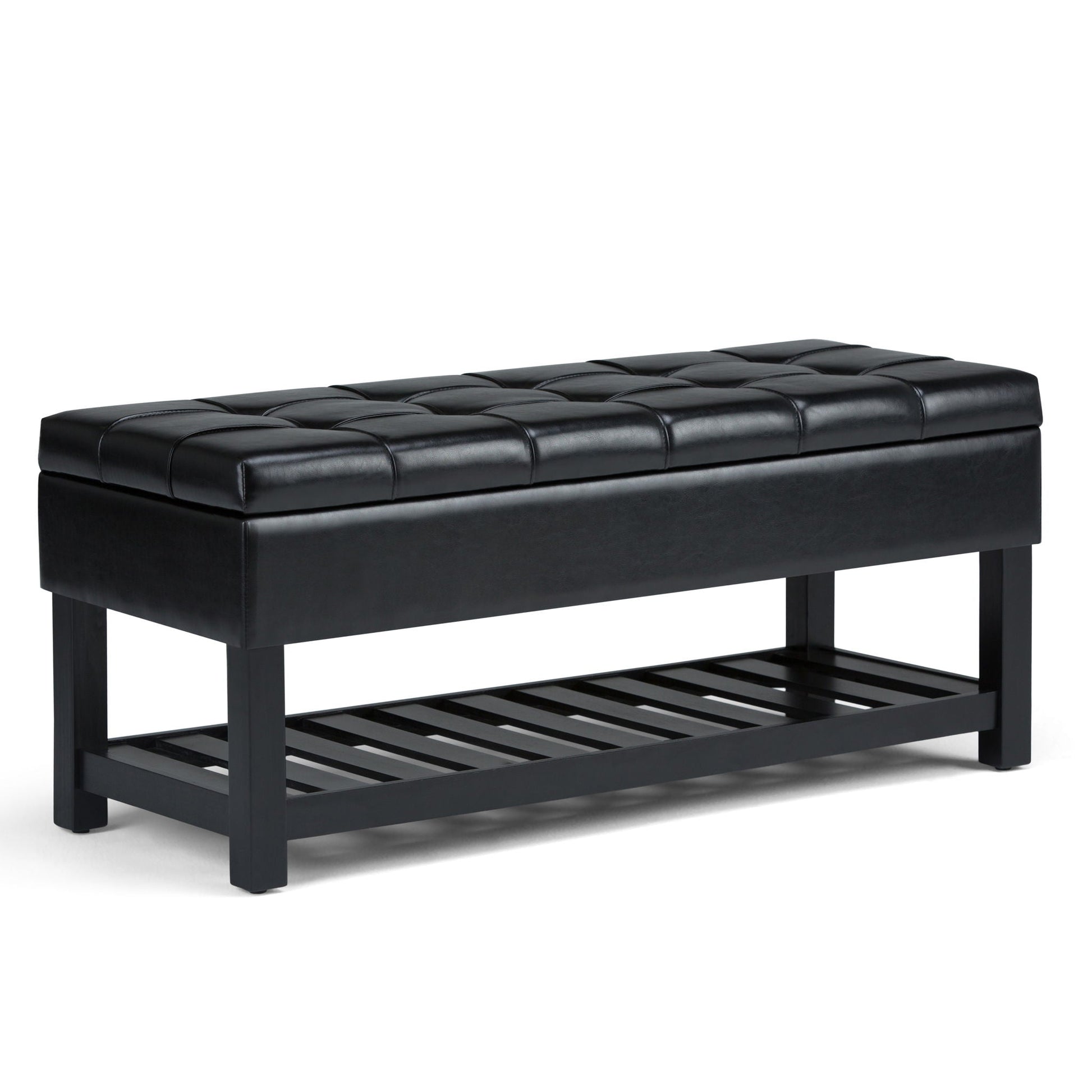 Saxon - Upholstered Transitional Storage Ottoman Bench Simpli-Home