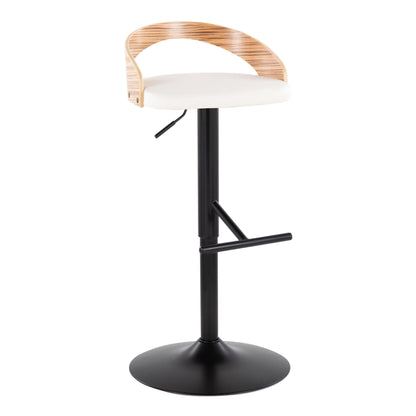 Grotto - Contemporary Adjustable Barstool With Swivel & Straight T Footrest (Set of 2) Lumi Source
