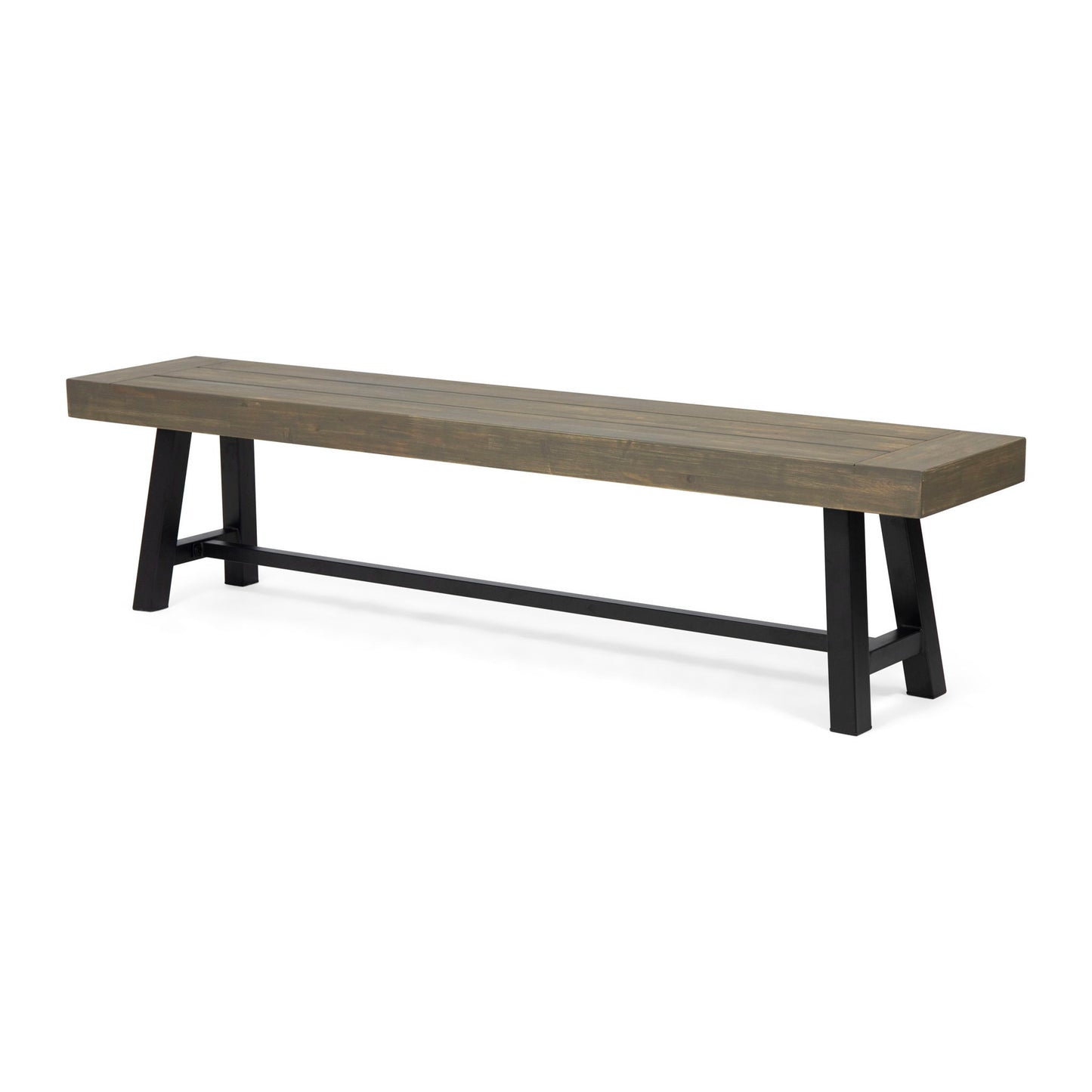 Outdoor Patio Bench - Gray / Rustic Metal Noble House