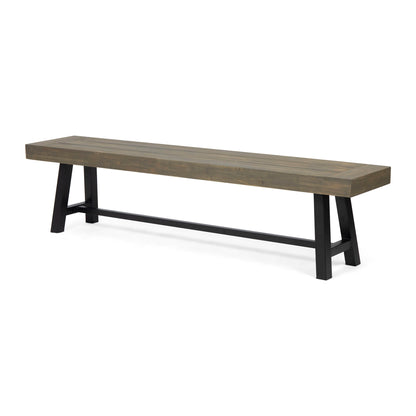 Outdoor Patio Bench - Gray / Rustic Metal Noble House