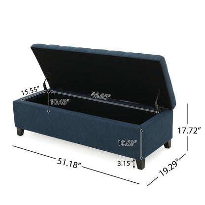 Upholstered Storage Ottoman Bench, Foot Rest For Bedroom Noble House