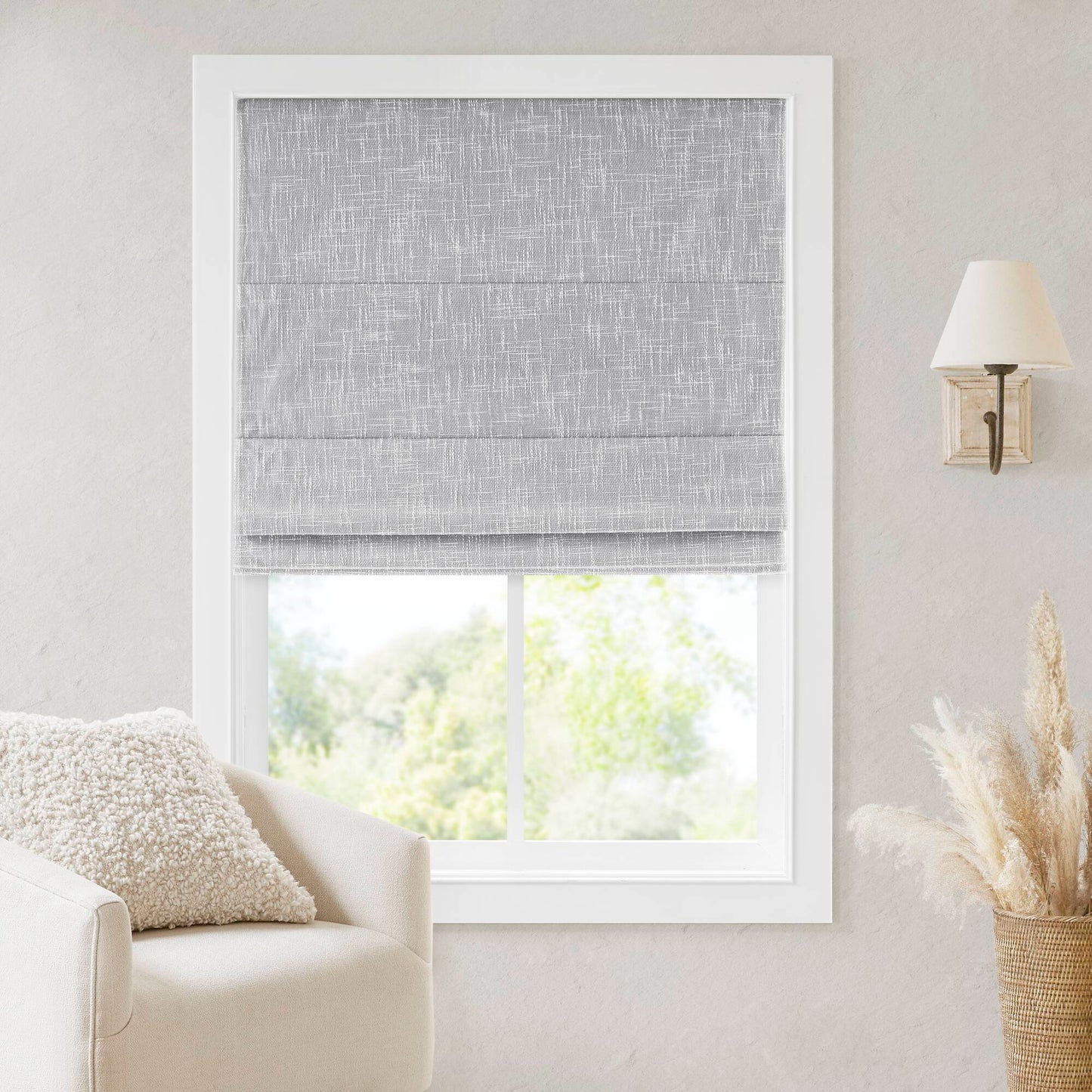 Quincy - 31x64" Total Blackout Cordless Roman Shade - Light Gray Madison Park