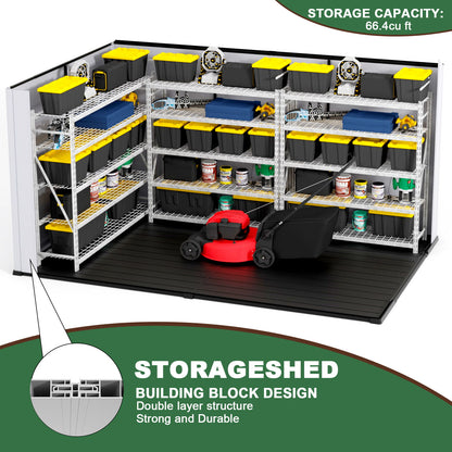 10 Ft. W X 7 Ft. D Plastic Storage Shed With Floor - Black / Gray Daily Nest