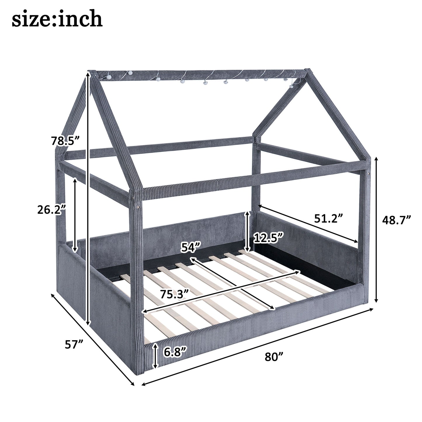 Upholstered House Style Daybed With LED Light Strips Dreamland