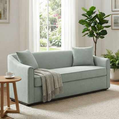 3 Seater Sofa With Wrap Around Armrests And Throw Pillows Noble House