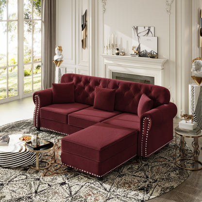Upholstered 3 Seater Sofa Set With Ottoman Home Essentials