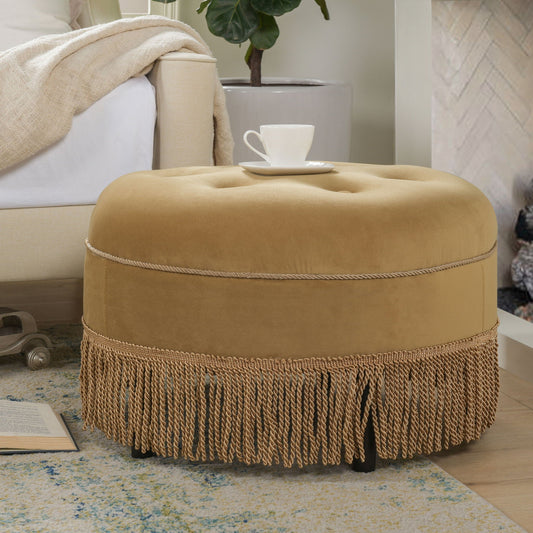 Yolanda - Luxurious Upholstery Round Upholstered Accent Ottoman Jennifer Taylor Home