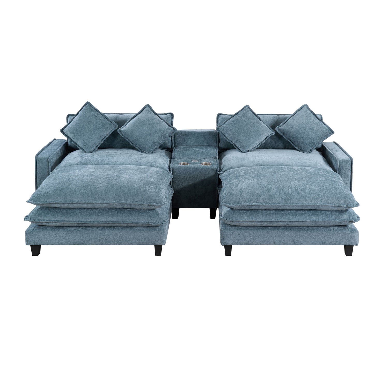 Modern Sectional Sofa With Removable Ottomans, USB Ports Hearth and Haven