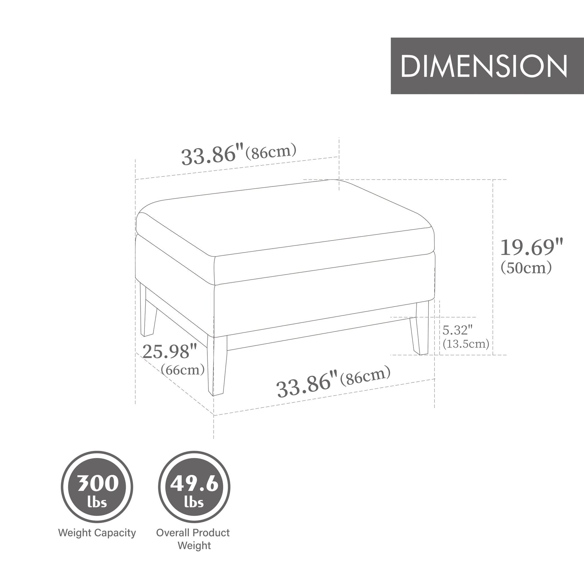 Upholstered Storage Ottoman With Reversible Lid Coffee Table With Rubberwood Legs Home Essentials