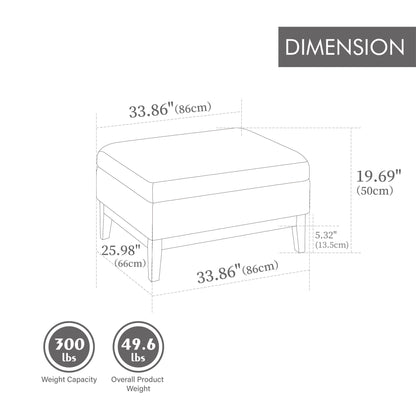 Upholstered Storage Ottoman With Reversible Lid Coffee Table With Rubberwood Legs Home Essentials