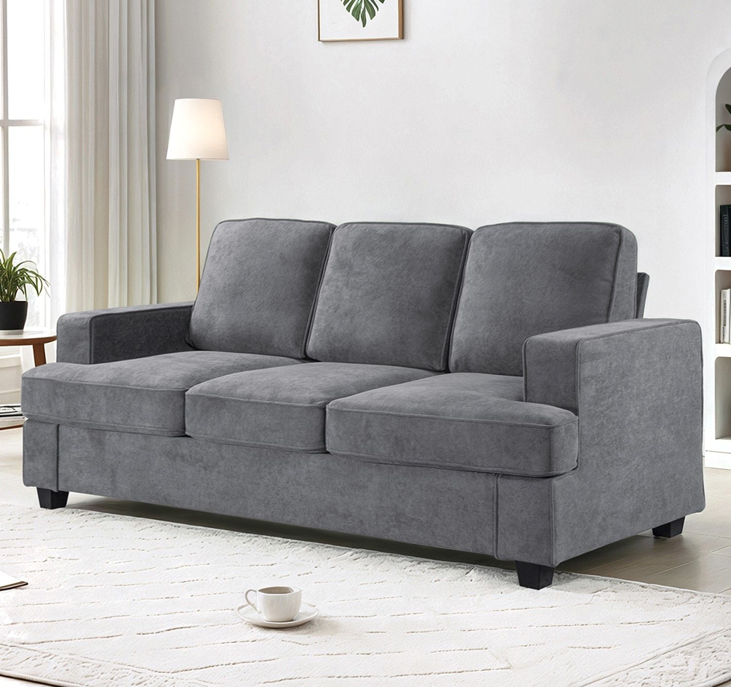 Modern Sofa, Comfortable 3 Seater Couch With Deep Seating, Loose Back Cushions, Wide Arms US Pride