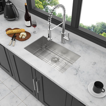 Modern Undermount Stainless Steel Kitchen Sink 16 Gauge, Deep Single Bowl Daily Nest