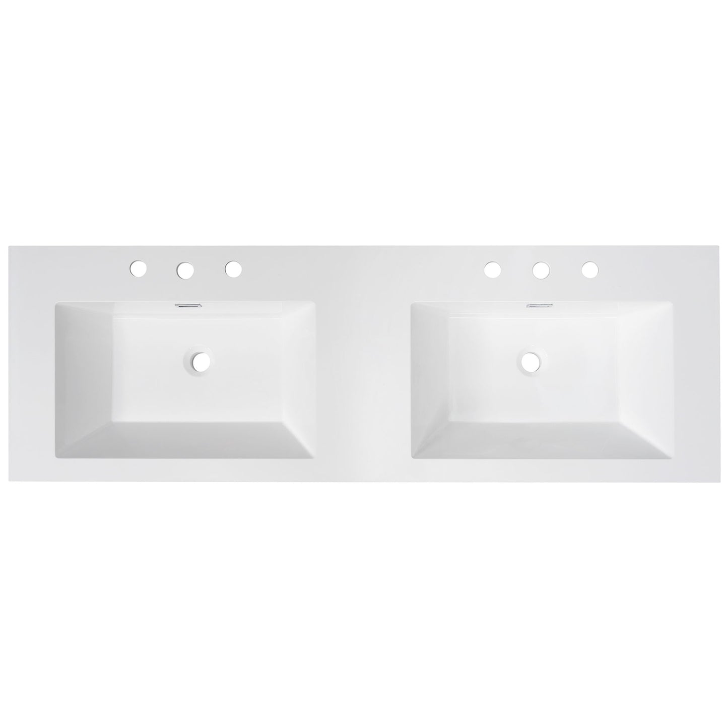 Vanity Top With Undermount Rectangular Double Sinks, Faucet Holes - White Noble House