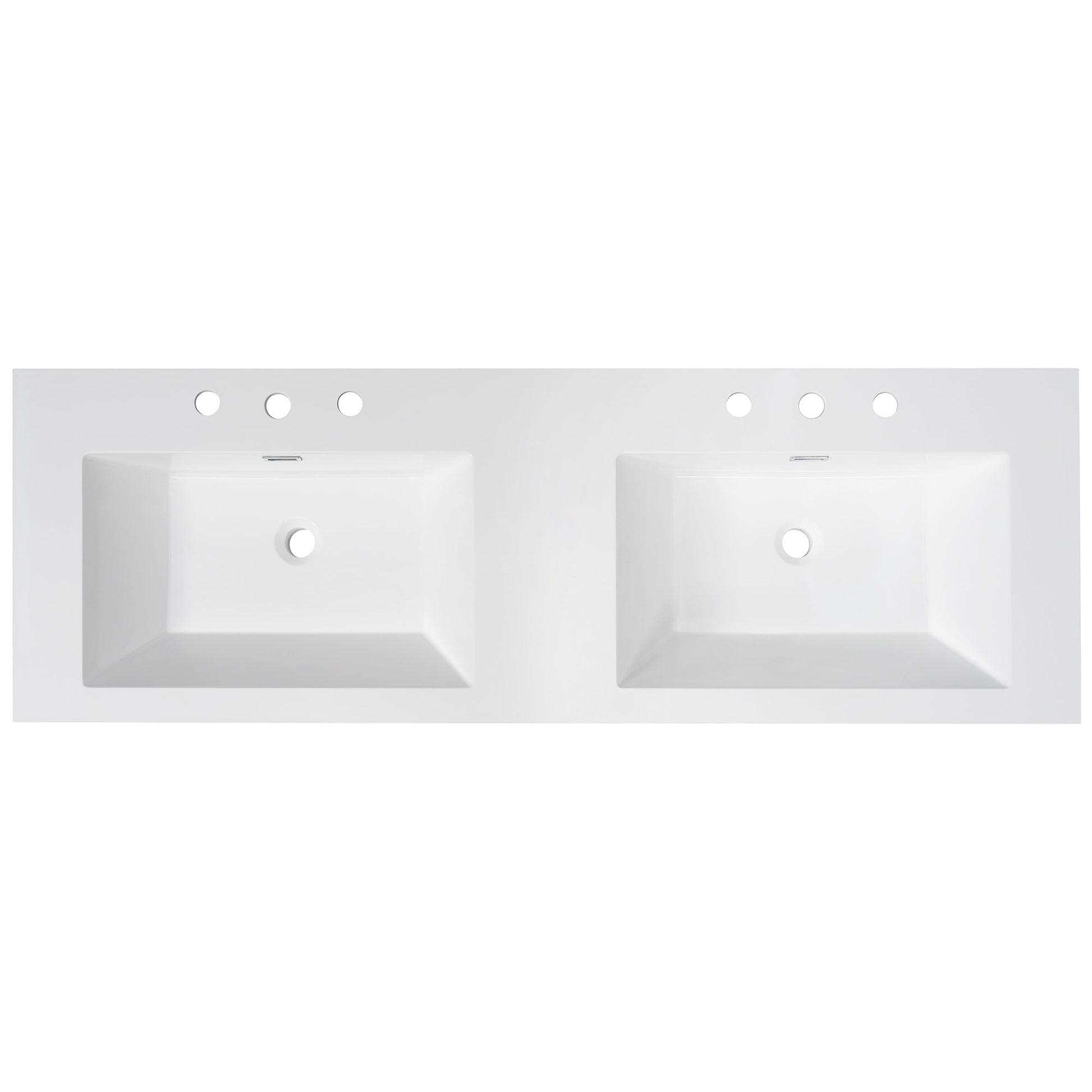 Vanity Top With Undermount Rectangular Double Sinks, Faucet Holes - White Noble House