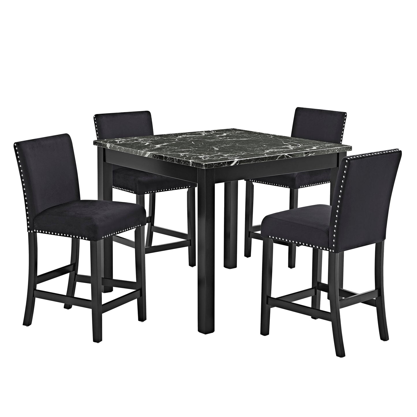 5 Piece Counter Height Dining Set With Table And Upholstered Chairs Home Essentials