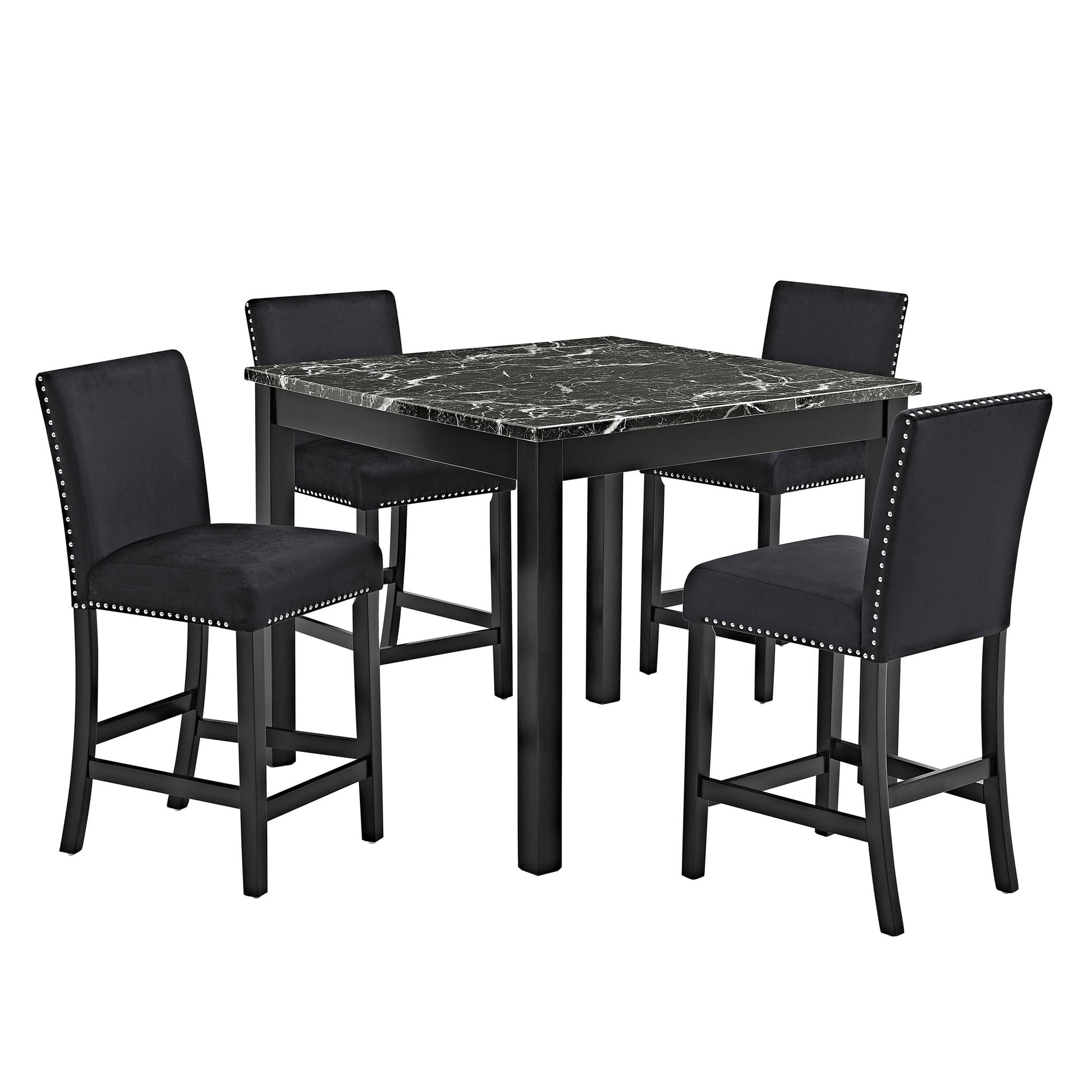 5 Piece Counter Height Dining Set With Table And Upholstered Chairs Home Essentials