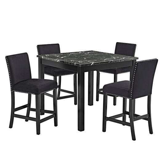 5 Piece Counter Height Dining Set With Table And Upholstered Chairs Home Essentials