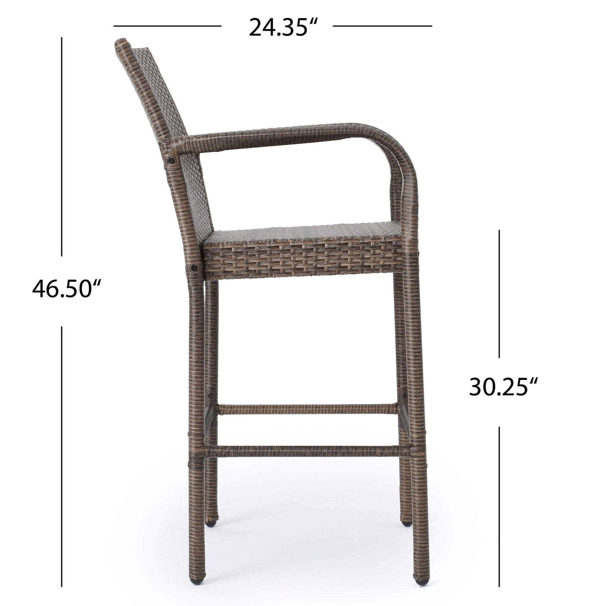 Outdoor Wicker Barstools With Rattan And Iron Frame Noble House