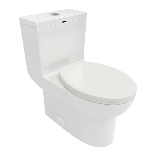 1 Piece Toilet & Dual Flush, Soft Closing Seat - White Daily Nest