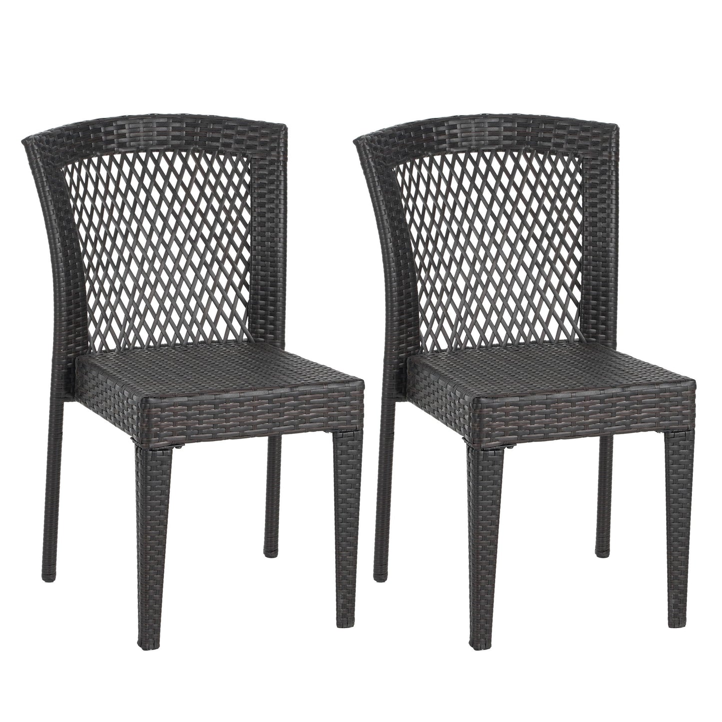Outdoor Dining Chairs, Stackable Chairs With UV Resistant Frame (Set of 2) - Brown Multi Noble House